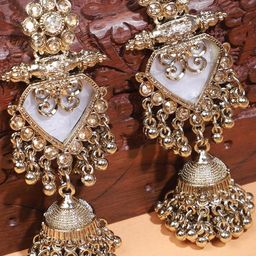 JUNKY JEWEL Dome Shaped Gold-Plated Jhumkas Earrings-image-23