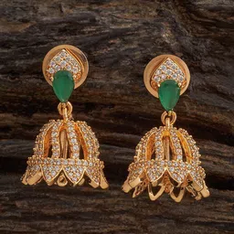 Kushal's Fashion Jewellery Gold-Plated Dome Shaped Zircon Studded Jhumkas-image-70