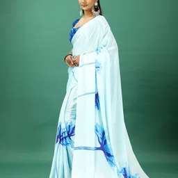 A.V.M. SILK MILLS Floral Printed Pure Crepe Saree image 2