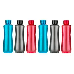 HASHONE Black & Blue Set of 6 Plastic Solid Water Bottle-17
