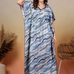 KLOTTHE Women Blue Maxi Nightdress-image-91