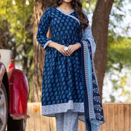 Moda Rapido Women Ethnic Motifs Printed Kurta with Trousers & Dupatta-picture-26