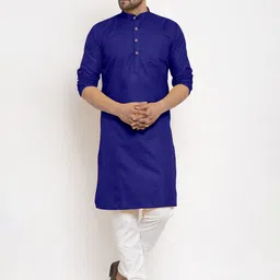 Attigo Men Mandarin Collar Cotton Straight Kurta-image-50