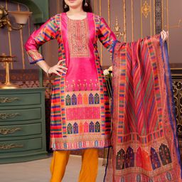 Sangria Girls Ethnic Motifs Printed Satin Straight Kurta With Trouser And Dupatta-picture-38