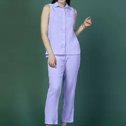 OMPAX Striped Top With trousers Co-Ords-image-33