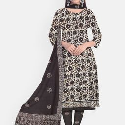 Farooq Dyeing Floral Printed Batik Pure Cotton Unstitched Dress Material-8