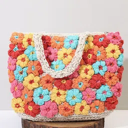 ITIHASIKALA Floral Embellished Shopper Handheld Bag with Applique-57