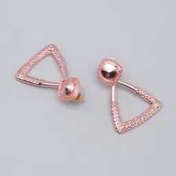 KPOP Rose Gold-Plated Triangular Drop Earrings image 4