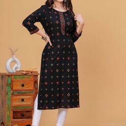 DRESSAR Women Floral Printed Gotta Patti Floral Kurta-image-103