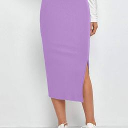 BUY NEW TREND Pencil Midi Skirt With Side Slit-image-118