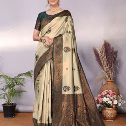 Shriyangan Ethnic Motifs Woven Design Zari Pure Silk Kanjeevaram Saree-image-56
