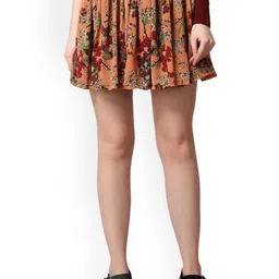 SCORPIUS Women Floral Printed Above Knee Length Flared Skirt-image-89