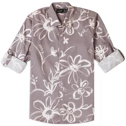 CAVIO Boys Comfort Spread Collar Floral Printed Cotton Casual Shirt-97