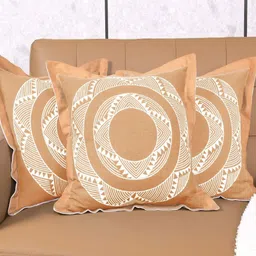 Saral Home Beige & White Set of 3 Geometric Square Cushion Covers-23