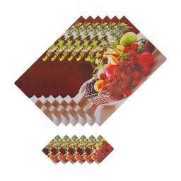 REVEXO 12Pc Red & Green Printed Non Slip Table Placemats With Coasters image 2