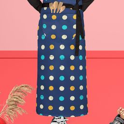 ArtzFolio Black & Blue Printed Cotton Waist Apron-image-43