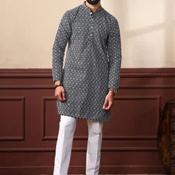Koshin Men Sequinned Jacquard Kurta-picture-45