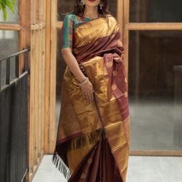 CANBIA Woven Design Zari Silk Blend Banarasi Saree-image-91
