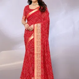 FABMORA Bandhani Printed Zari Traditional Saree-picture-22