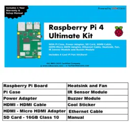 Raspberry Pi4 Model B 2GB Ultimate Kit with Pi4 2GB, Case, Power Adapter, Heatsink, Fan, 32GB SD Card, Sensors, Manual, HDMI and Ethernet Cable image 3