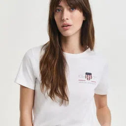 GANT Core Women Brand Logo Printed Pure Cotton T-shirt-image-59