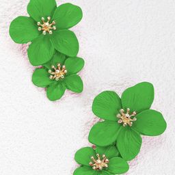 FIMBUL Rhodium-Plated Floral Drop Earrings-33