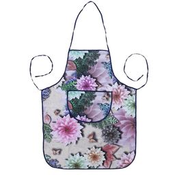 Kuber Industries Pink & Green Printed Waterproof Centre Pocket Apron With Tying Cord-38