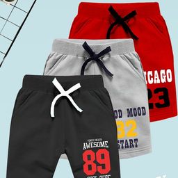 YK Boys Pack Of 3 Typography Printed Regular Shorts-picture-49