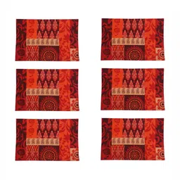 PENTADECO Set Of 6 Red & Maroon Printed Table Placemats image 3