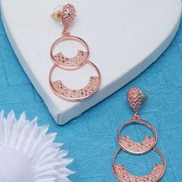 StyleCast Rose Gold-Plated Circular Drop Earrings-image-77