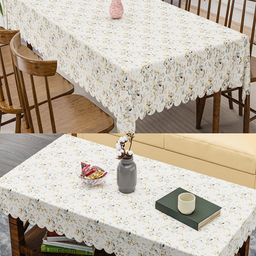 Kuber Industries Cream-Coloured Set of 2 Ethnic Motifs Anti-Skid 6-Seater Table Cover-picture-25