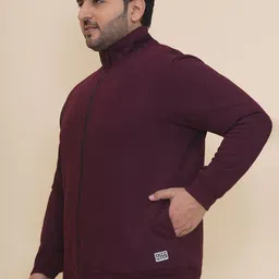 John Pride Men Plus Size Men Mock Collar Cotton Front-Open Sweatshirt image 2