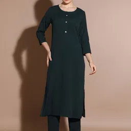 Anouk Striped Regular Work Pure Cotton Straight Kurta with Trousers-picture-44