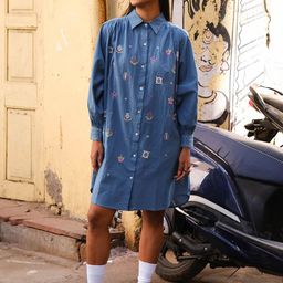OKHAI Embroidered Hand-woven Cotton Antifit Dress-image-14