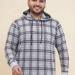 John Pride Men Checked Hooded Pure Cotton Plus Size Sweatshirt-picture-48