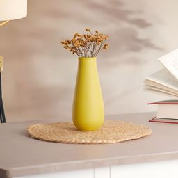 Homspurts Yellow Textured Metal Flower Vase-49