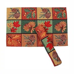 PRAKARTIK 6Pcs Red & Beige Printed Table Placemats image 3