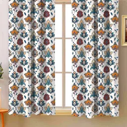 Steve & Anderson Indian Motifs Mustard And White 2 Peices Printed Window Curtains (5 Feet)-image-61