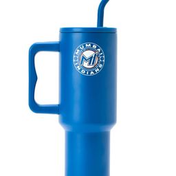 BOLDFIT Blue & White Mi Stainless Steel Double Vacuum Water Bottle With Lid & Straw-1.2 L-52
