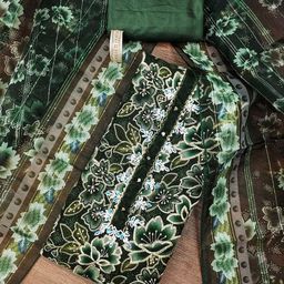 SHADOW & SAINING Floral Printed Sequinned Organza Unstitched Dress Material-image-10