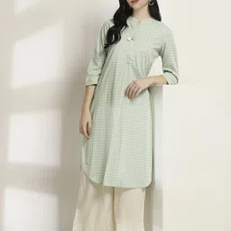 Rangriti Floral Printed Mandarin Collar Thread Work Straight Kurta-image-22