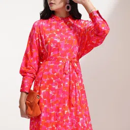 ESPYR By Tokyo Talkies Women Abstract Printed Tie-Ups Fit & Flare Dress Comes with a belt-image-78