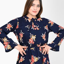 DELIS Floral Print Tie-Up Neck Extended Sleeves Georgette Top-picture-41