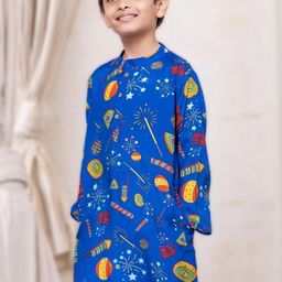 Tura Turi Boys Printed Art Silk Kurta Sets-image-98