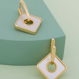 Kushal's Fashion Jewellery Gold-Plated Square Shaped Hoop Earrings-image-52