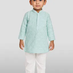 JBN Creation Boys Floral Embroidered Regular Thread Work Kurta with Pyjamas-picture-47