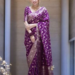 MORLY Woven Design Zari Silk Blend Kanjeevaram Saree-image-66