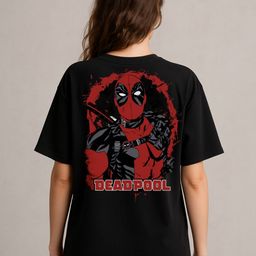 Anikmart Graphic Printed Round Neck Drop-Shoulder Sleeves Oversized Cotton T-shirt-image-90