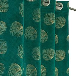 Aura Teal & Gold-Toned 3 Pieces Printed Velvet Window Curtains-picture-29