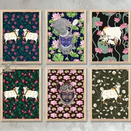 WALLLANE Multicoloured 6 and more Piece Wood Abstract Wall Paintings-image-65